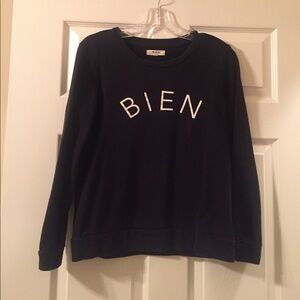 Madewell Navy Blue 'BIEN' Crewneck Sweatshirt